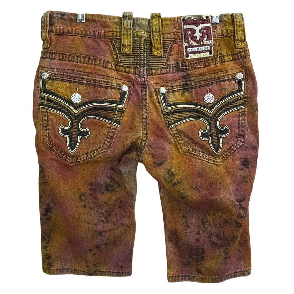 NWT Rock Revival Brayen Tie Dye Denim Shorts Mens Size 31 - Picture 6 of 7